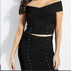 Guess bandage skirt and crop top